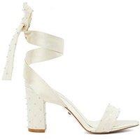 Dune London Melodies Bridal Ribbon Tie Block Heeled Sandals - Ivory