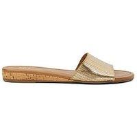 Dune London Lino Leather Flat Sandal - Gold