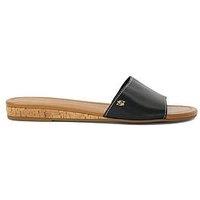 Dune London Lino Leather Flat Sandal - Black