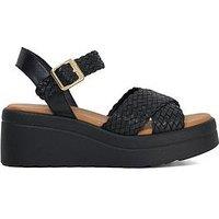 Dune London Kinleys Leather Wedge Sandals - Black