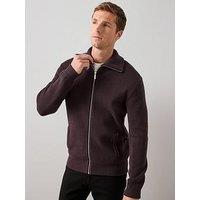 The Very Collection Chunky Soft Touch Zip Through Funnel Jumper - Burgundy