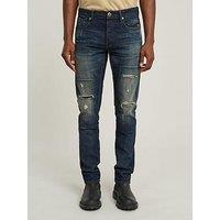G-Star Raw G Star 3301 Slim Tapered Distressed Jeans - Dark Blue