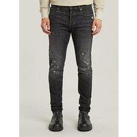 G-Star Raw G Star 3301 Slim Tapered Distressed Jeans - Black