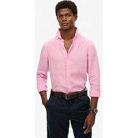 Superdry Vacation Long Sleeve Linen Shirt - Pink