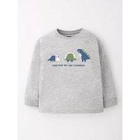 Mini V By Very Boys Long Sleeve Geo Dinosaur T-Shirt - Grey Marl