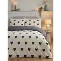 Very Home Faux Fur Heart Print Duvet Cover Set