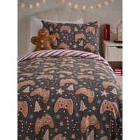 Very Home Gingerbread Gamer Print Christmas Duvet Cover Set