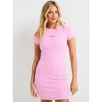 Tommy Jeans Script Mini Ribbed Dress - Pink