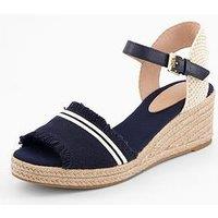 Tommy Hilfiger Fringe Canvas Medium Wedge - Space Blue