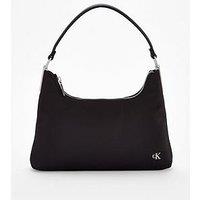 Calvin Klein Satin Nylon Large Shoulder Bag & Black