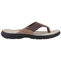 Mens Hush Puppies 'Alan Toe Post' Casual Leather Slip On Mules