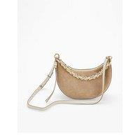 Tommy Hilfiger Suede Crossbody Shoulder Bag - Beige