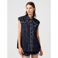 Wrangler Sleeveless Denim Shirt- Blue