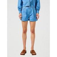 Wrangler Pleated Denim Shorts - Blue