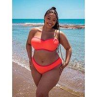 Curvy Kate Minimalist Bandeau Strapless Multiway Bikini Top - Coral/Pink