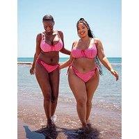 Curvy Kate Holiday Check Scooped Balcony Bikini Top - Raspberry Pink