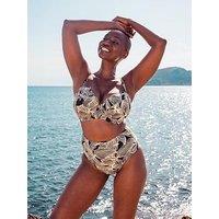 Curvy Kate Ripple Reef High Waist Bikini Brief - Black Print