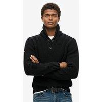 Superdry Shawl Collar Knitted Jumper - Black