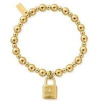 Chlobo Gold Mini Small Ball Padlock Bracelet