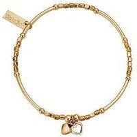Chlobo Gold Mini Noodle Cube Double Heart Bracelet
