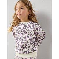 Mini V By Very Girls Animal Print Oversized Sweatshirt - Lilac