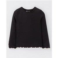 Mini V By Very Girls Single Rib Long Sleeve Top - Black