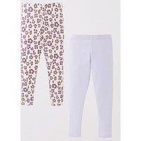 Mini V By Very Girls 2 Pack Cotton Animal Print Leggings - Multi
