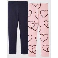 The Very Collection Girls Heart Print 2 Pack Leggings - Multi
