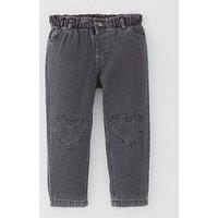 Mini V By Very Girls Mom Jean With Heart Applique - Black