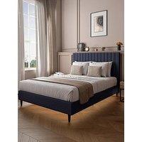 Xr Living Maisie Velvet Bed Frame With Under Frame Led Lights - Navy