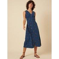 Nobodys Child Embroidered Midi Dress - Blue