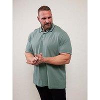Badrhino Pique Tipped Polo Shirt - Green