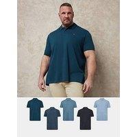 Badrhino 5 Pack Of Plain Pique Polo Shirt - Blue