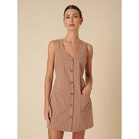 Nobodys Child Pinny Stripe Mini Dress - Natural Stone