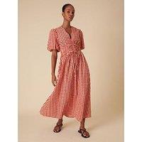 Nobodys Child Scottie Gingham Midi Dress - Red