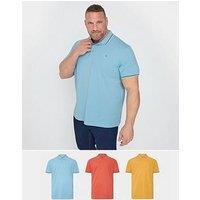 Badrhino 3 Pack Tipped Pique Polo Shirts - Multi