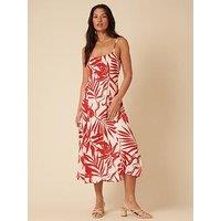 Nobodys Child Hibiscus Print Midi Dress - Red