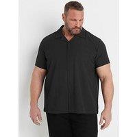 Badrhino Seersucker Short Sleeve Shirt - Black