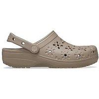 Crocs Classic Floral Cut Out Clog - Taupe