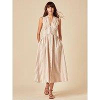 Nobodys Child Starlight Stripe Midi Dress - Beige