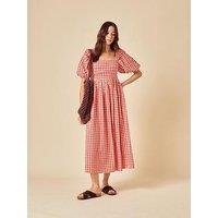 Nobodys Child Nova Gingham Midi Dress - Red