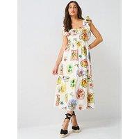 Nobodys Child Cassidy Retro Fruit Print Midi Dress - Multi