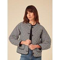 Nobodys Child Gingham Quilted Jacket - Monochrome