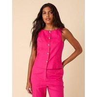 Nobodys Child Theo Waistcoat Slash Neck Top - Pink