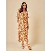 Nobodys Child Rye Floral Midi Dress - Orange