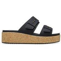 Crocs Brooklyn Buckle Cork Low Wedge Sandal - Black