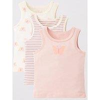 Mini V By Very Girls 3 Pack Vests Butterfly Print - Multi