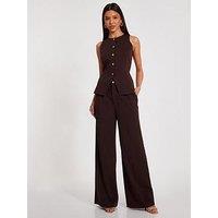Quiz Brown Wide Leg Trousers