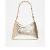 Quiz Gold Diamante Twist Handle Bag