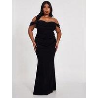 Quiz Curve Black Chiffon Bardot Maxi Dress